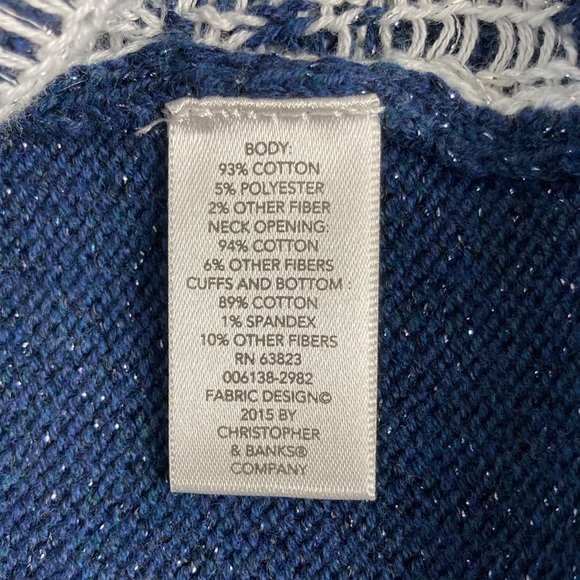 Christopher & Banks Blue Snowflake Reindeer Sweater - Picture 9 of 11